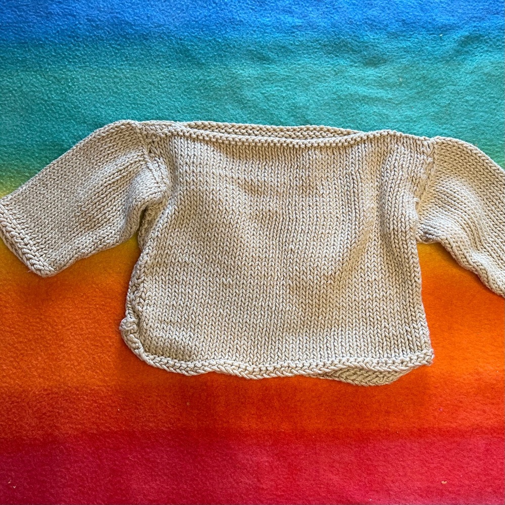 Hand knit cotton pullover baby sweater